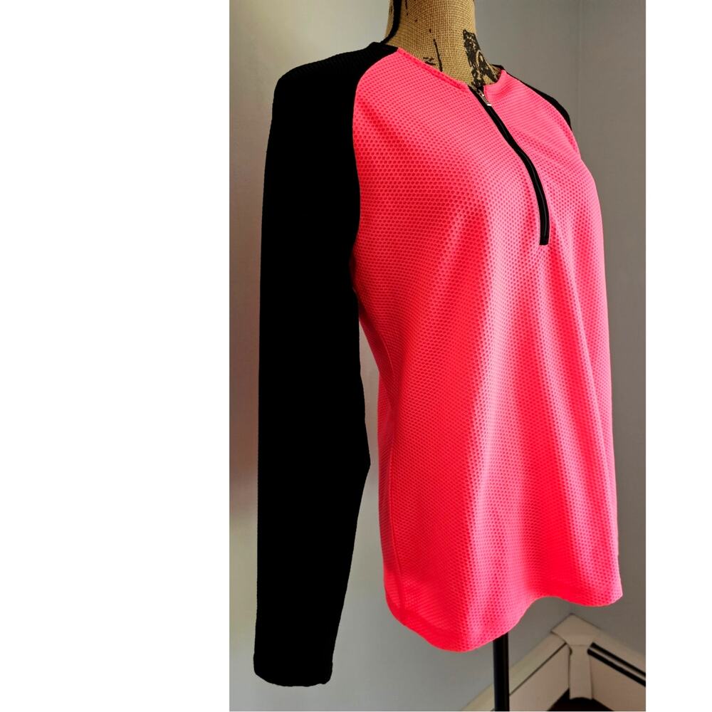 Lauren Ralph Lauren Black Label Quarter Zip Waffle Knit Long Sleeve Top, Sz XL - Picture 3 of 8